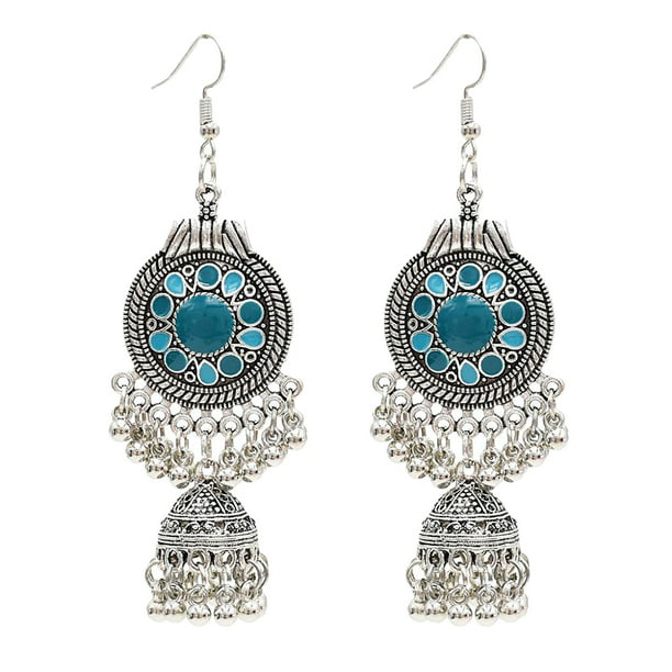 New 1 Pair Fashion Boho Ladies Jewellry Earrings Long Silver Tibetan Dangle Drop